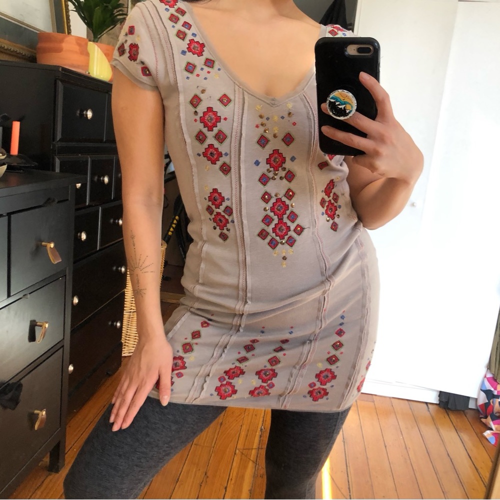 Free people beaded mini sweater dress